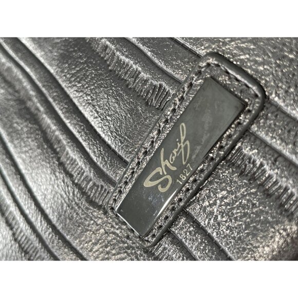 Sharif Legacy Caviar Snake Leather Satchel with Card Case Double Handle Silver - Picture 9 of 11